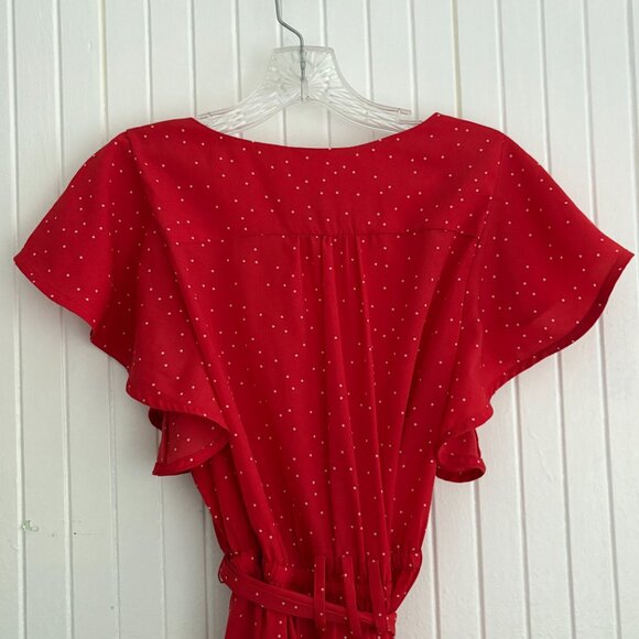 Anthropologie Polka Dot Flutter Sleeve Wrap Dress - Picture 6 of 13